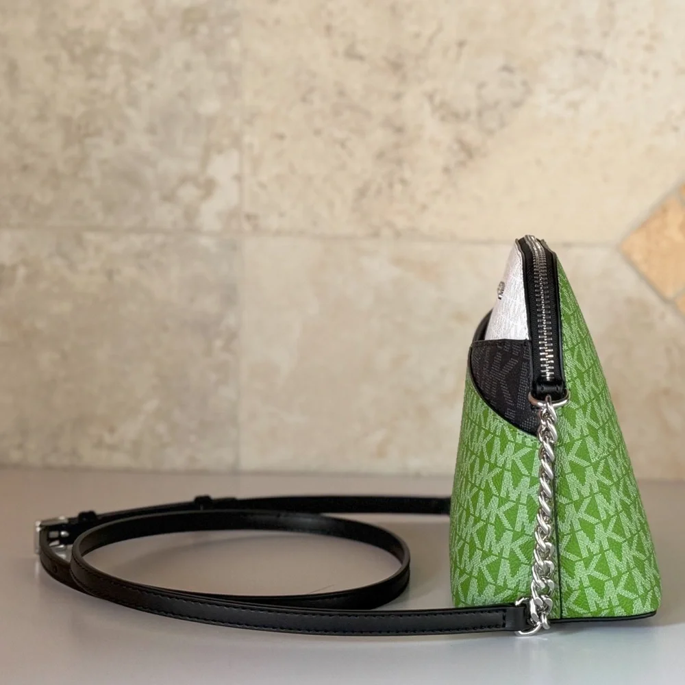 Michael Kors Jet Set Travel Dome Shoulder Crossbody Bag MK Green Multi - Picture 15 of 15